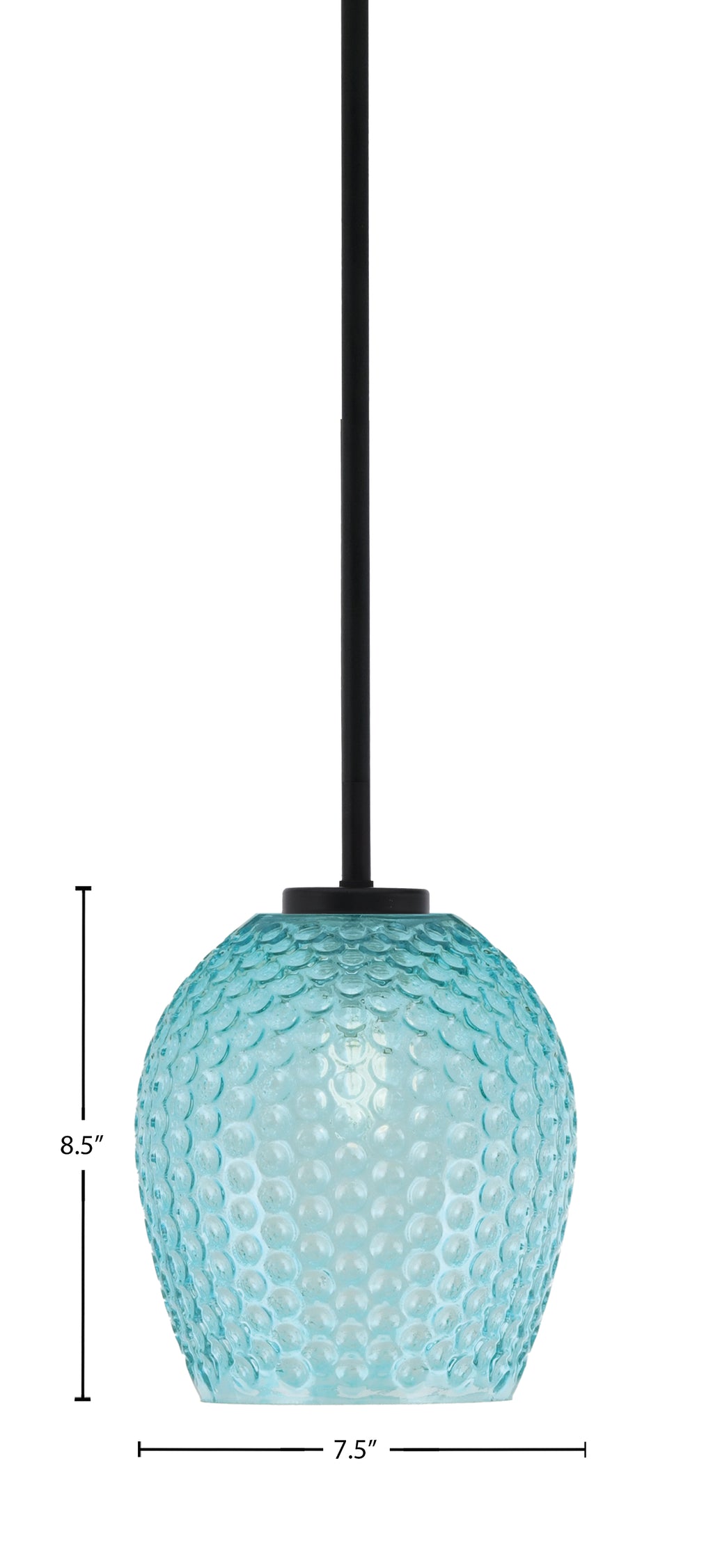 Sandia One Light Mini Pendant in Matte Black with Turquoise Textured Shade
