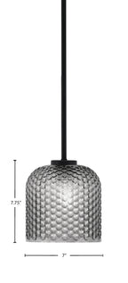 Sandia One Light Mini Pendant in Matte Black with Smoke Textured Shade