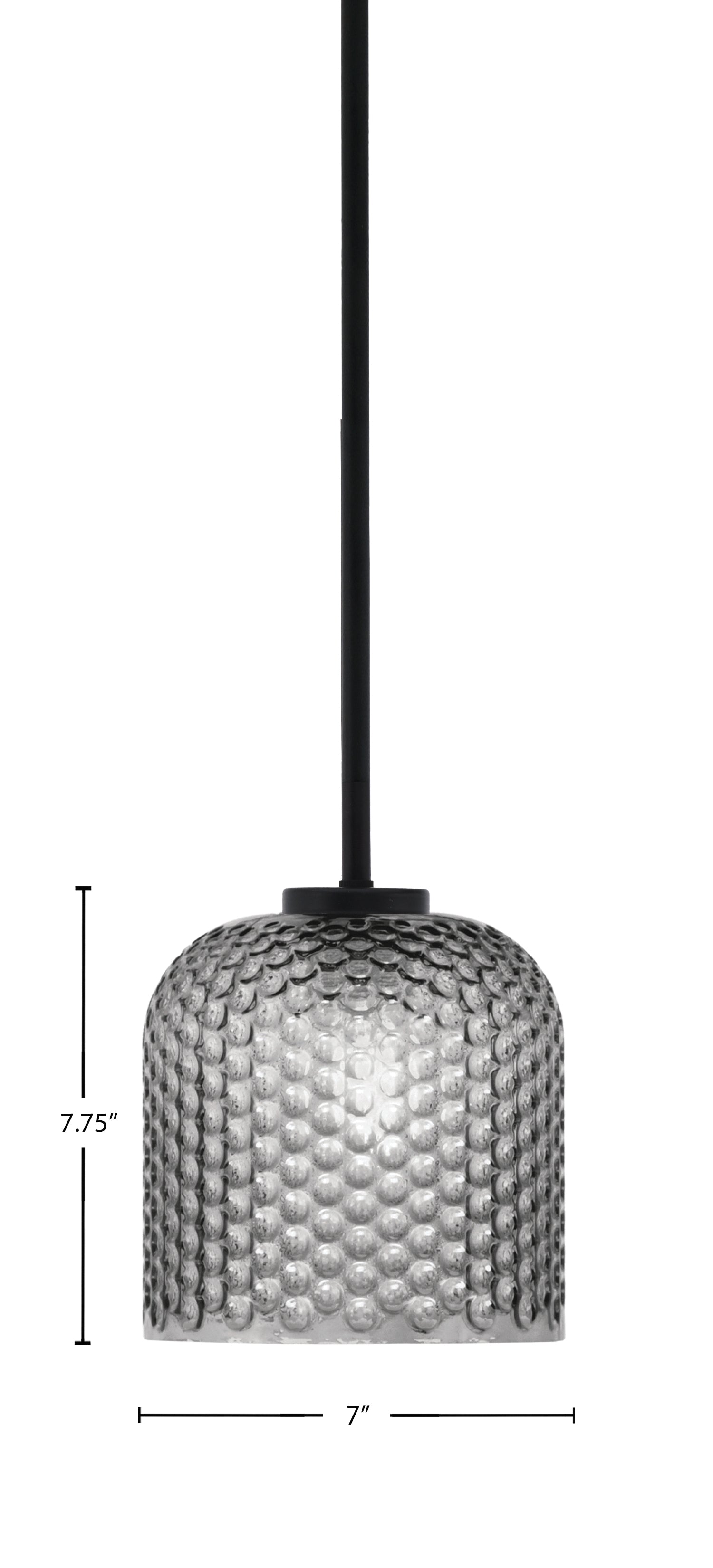 Sandia One Light Mini Pendant in Matte Black with Smoke Textured Shade