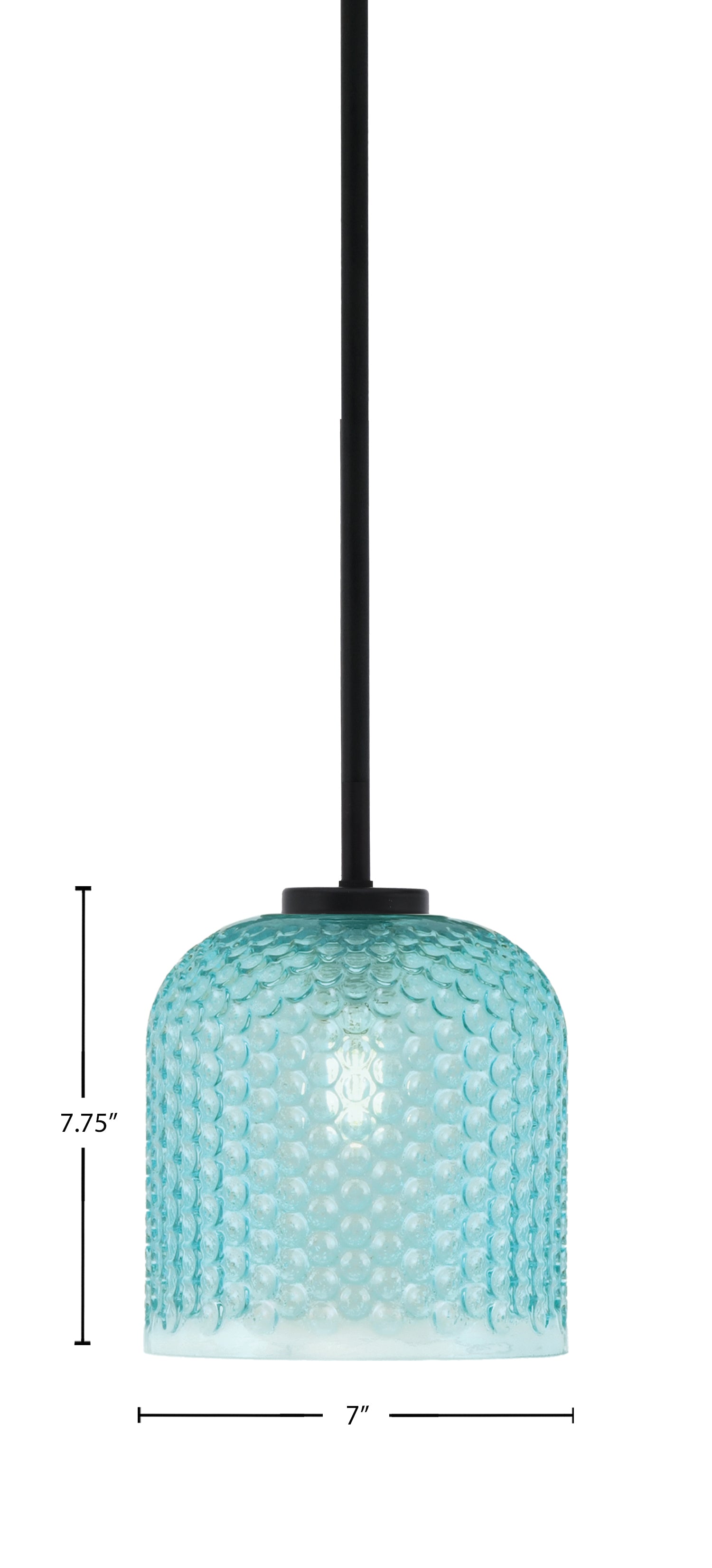 Sandia One Light Mini Pendant in Matte Black with Turquoise Textured Shade