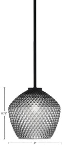 Sandia One Light Mini Pendant in Matte Black with Smoke Textured Shade