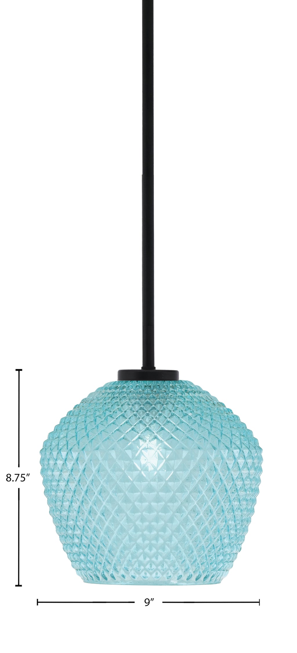 Sandia One Light Mini Pendant in Matte Black with Turquoise Textured Shade