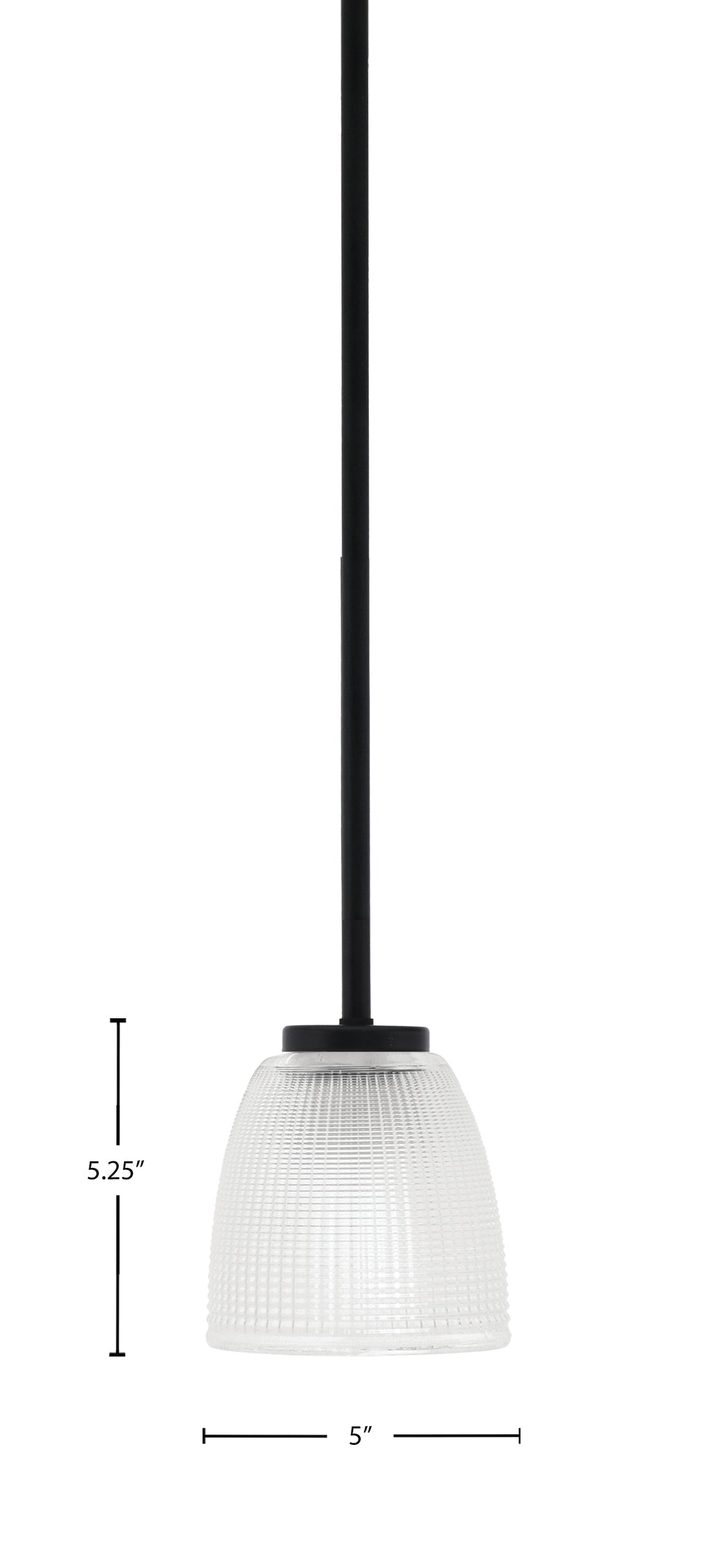 Sandia One Light Mini Pendant in Matte Black with Clear Ribbed Shade