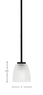 Sandia One Light Mini Pendant in Matte Black with Clear Ribbed Shade
