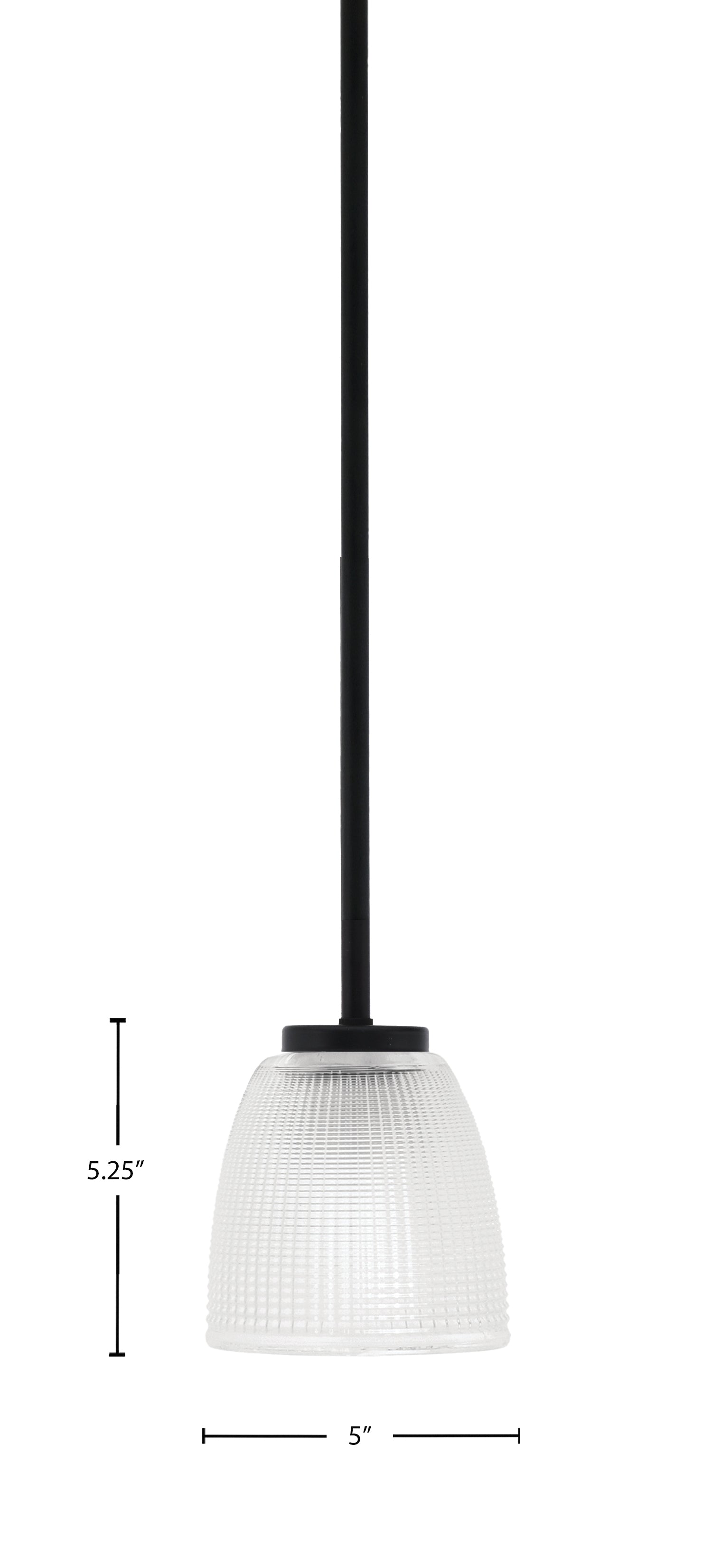 Sandia One Light Mini Pendant in Matte Black with Clear Ribbed Shade