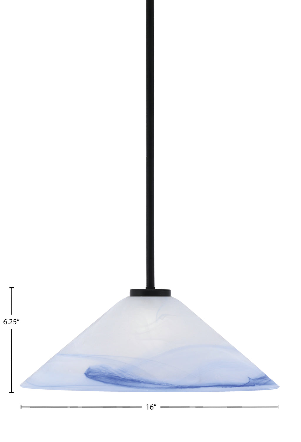 Sandia One Light Pendant in Matte Black with Blue Swirl Shade