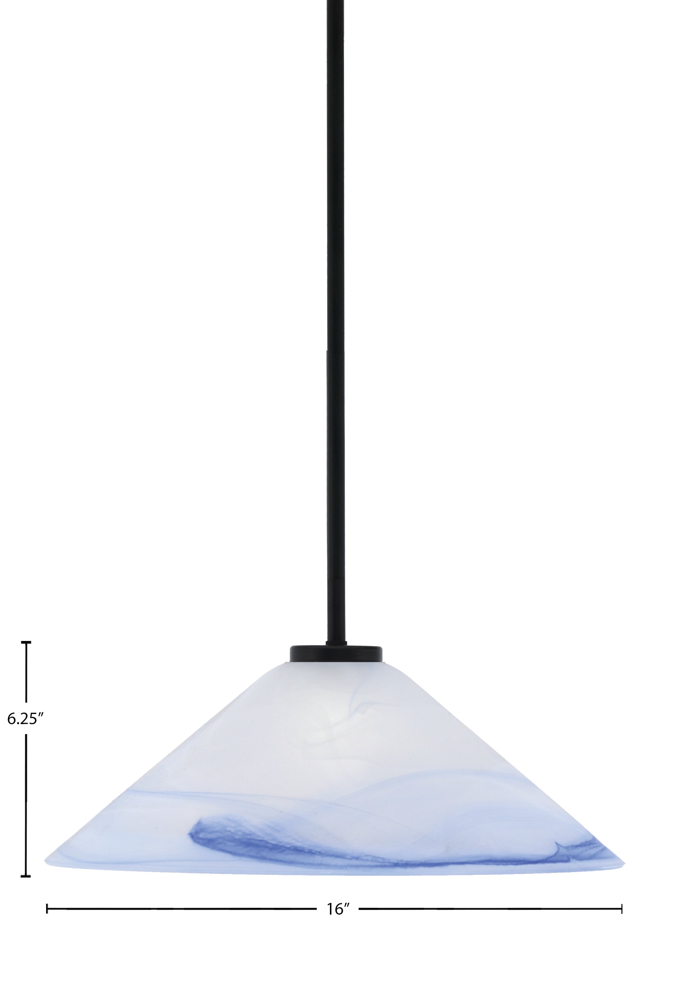 Sandia One Light Pendant in Matte Black with Blue Swirl Shade