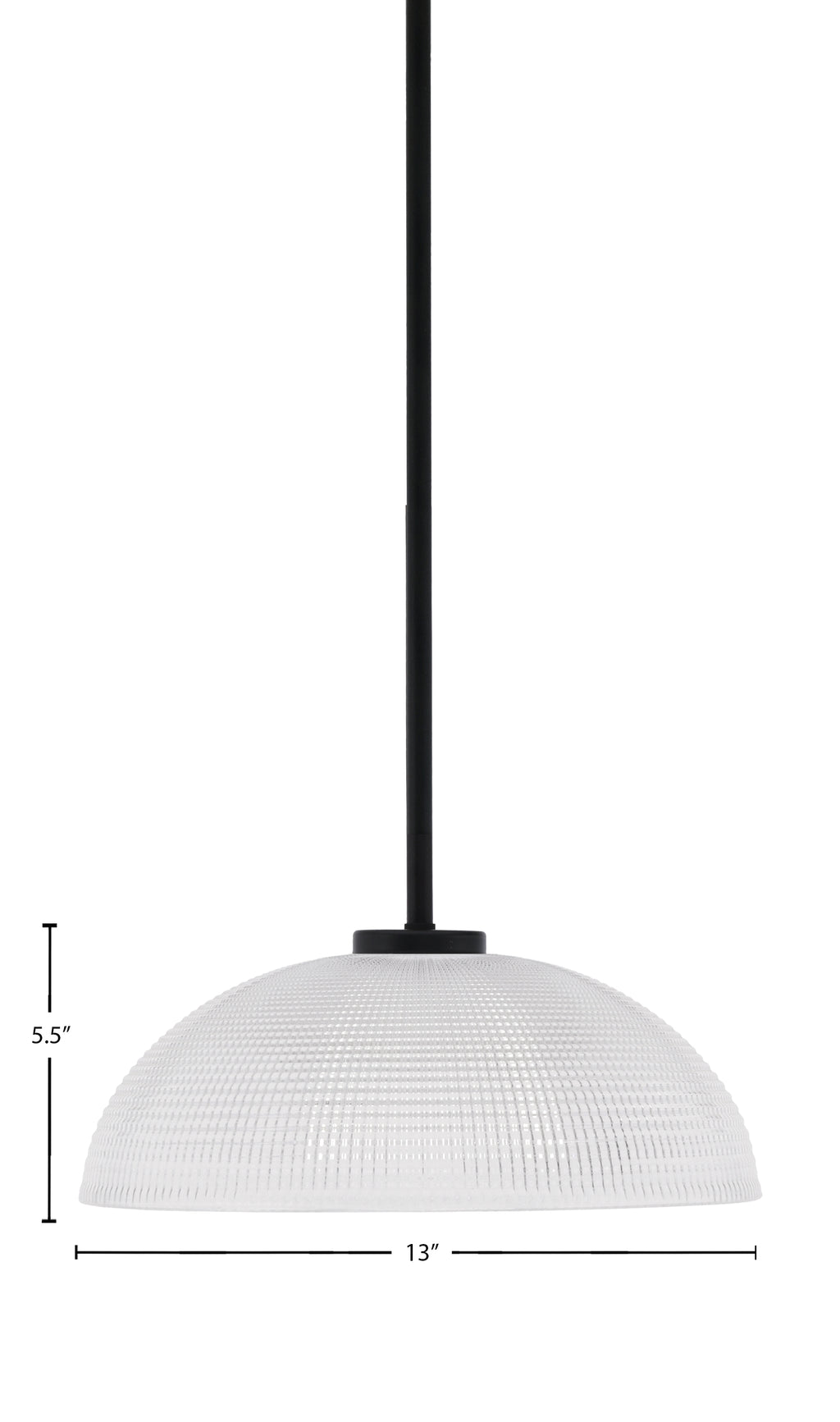 Sandia One Light Pendant in Matte Black with Clear Ribbed Shade