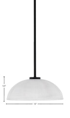 Sandia One Light Pendant in Matte Black with Clear Ribbed Shade