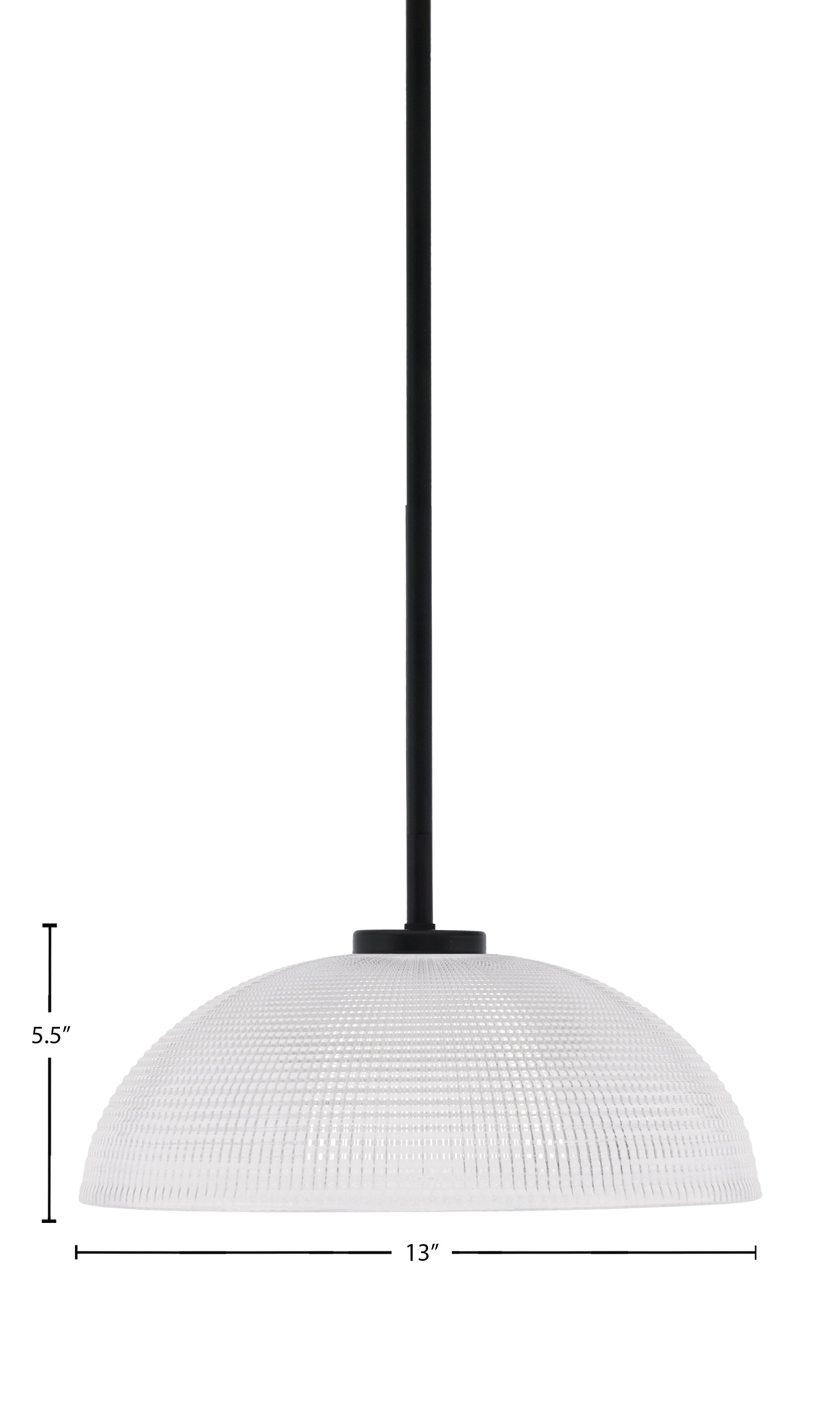 Sandia One Light Pendant in Matte Black with Clear Ribbed Shade