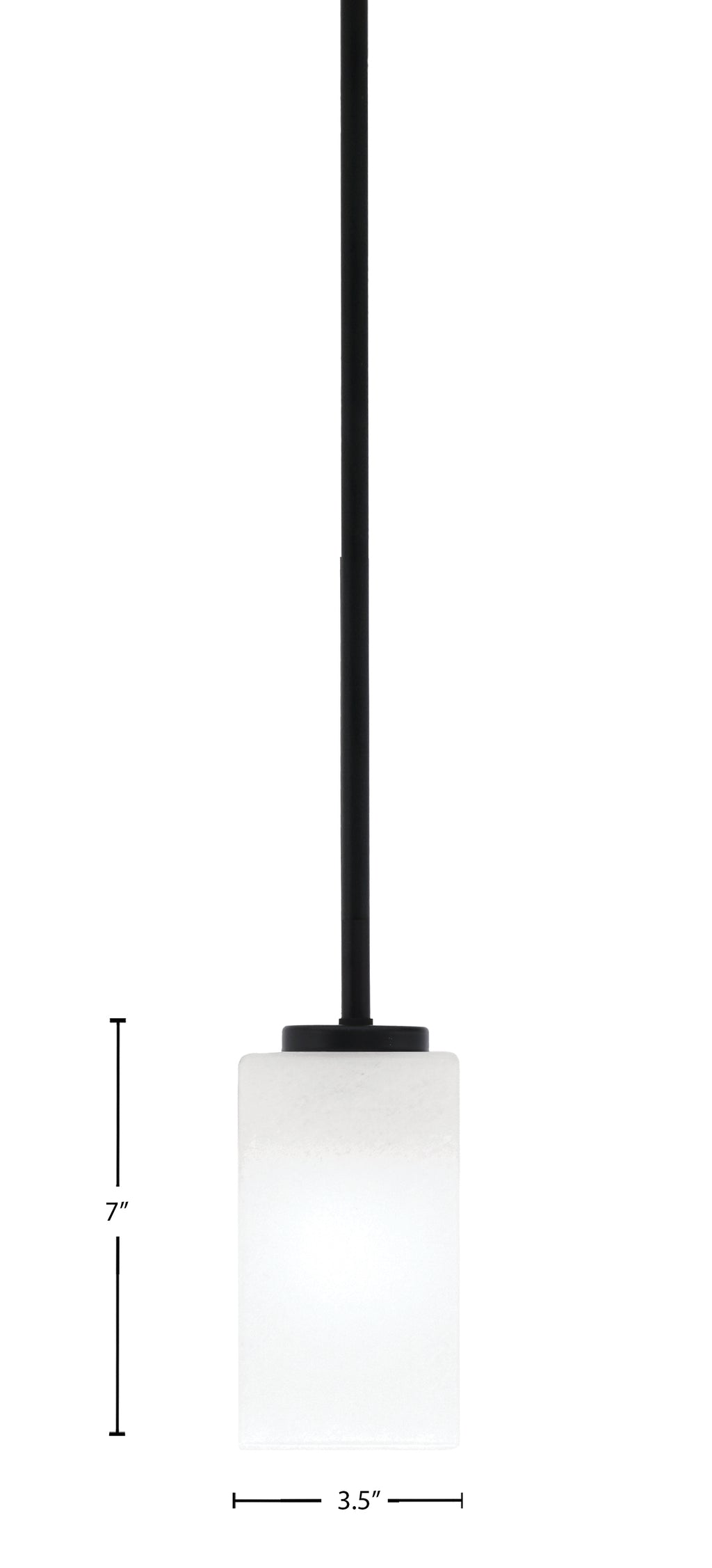 Sandia One Light Mini Pendant in Matte Black with White Marble Shade