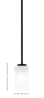 Sandia One Light Mini Pendant in Matte Black with White Marble Shade
