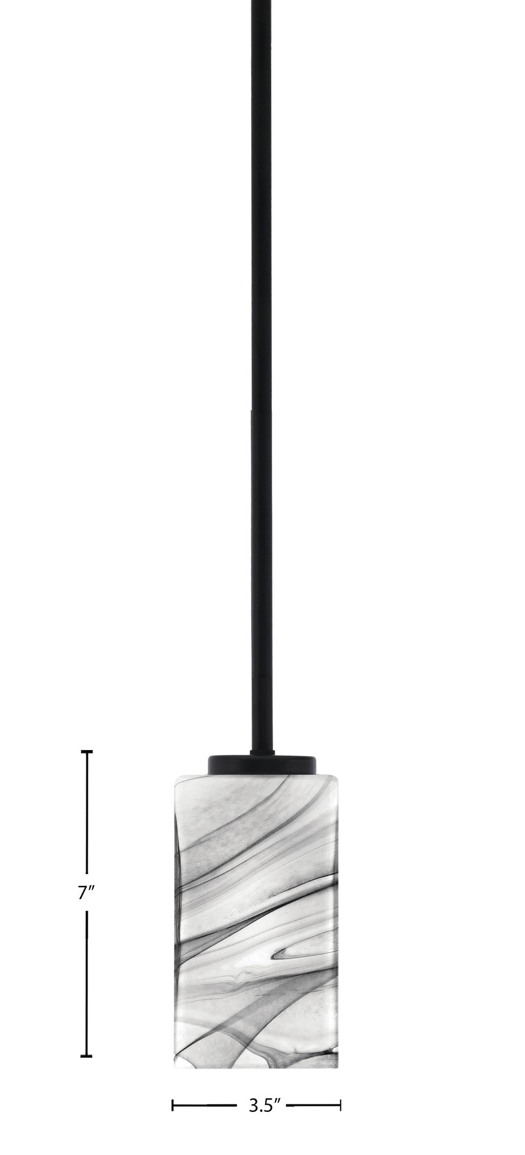 Sandia One Light Mini Pendant in Matte Black with Onyx Swirl Shade