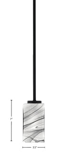 Sandia One Light Mini Pendant in Matte Black with Onyx Swirl Shade