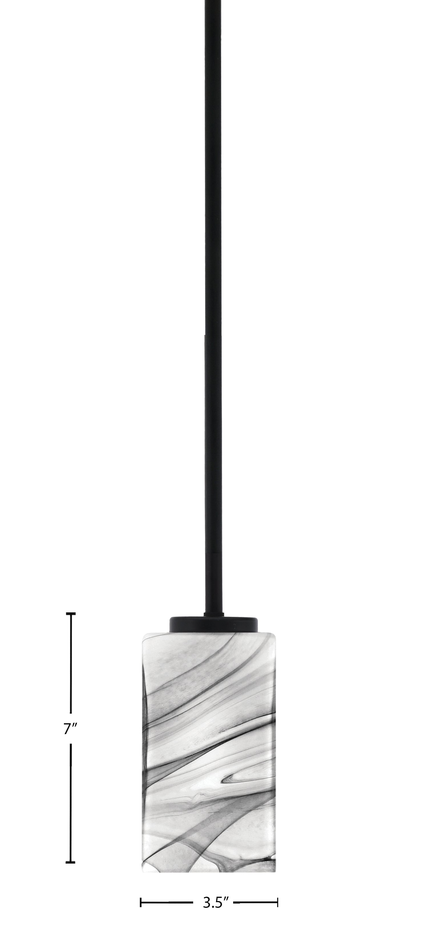 Sandia One Light Mini Pendant in Matte Black with Onyx Swirl Shade