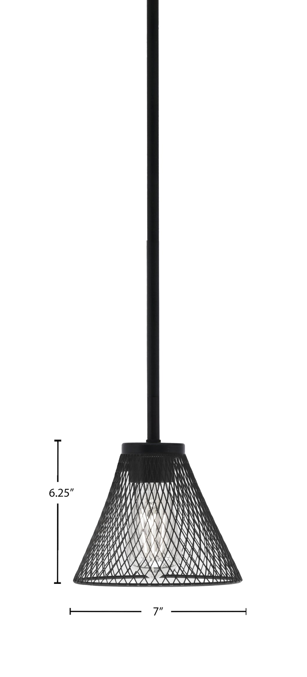 Sandia One Light Mini Pendant in Matte Black with Matte Black Metal Shade Shade