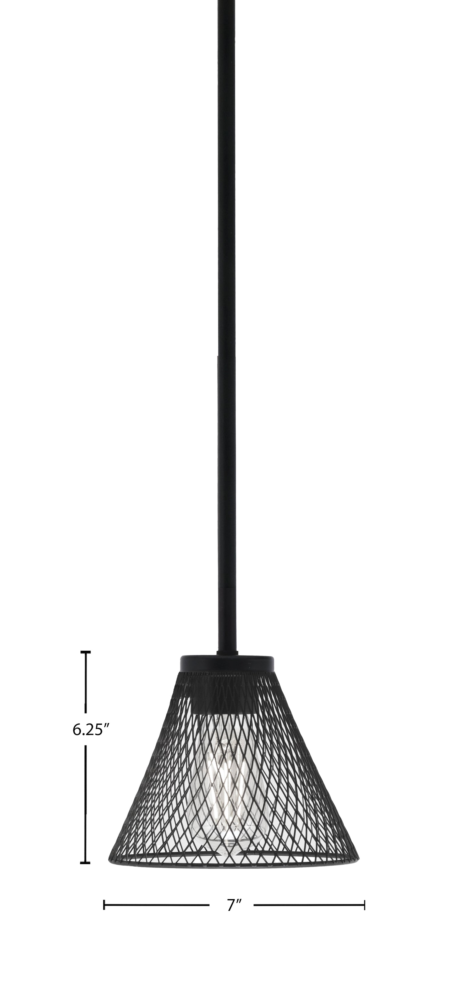 Sandia One Light Mini Pendant in Matte Black with Matte Black Metal Shade Shade