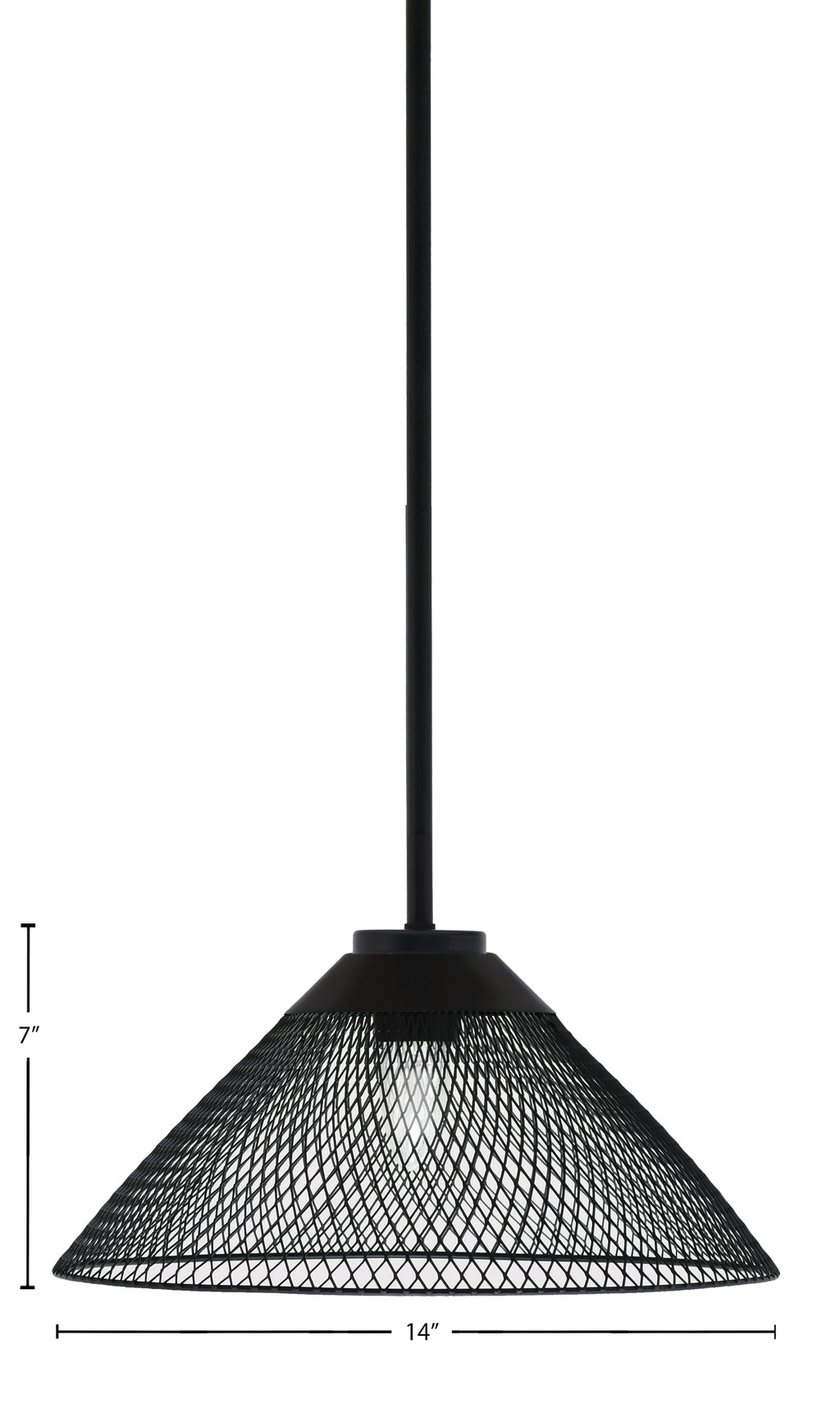 Sandia One Light Pendant in Matte Black with Matte Black Metal Shade Shade