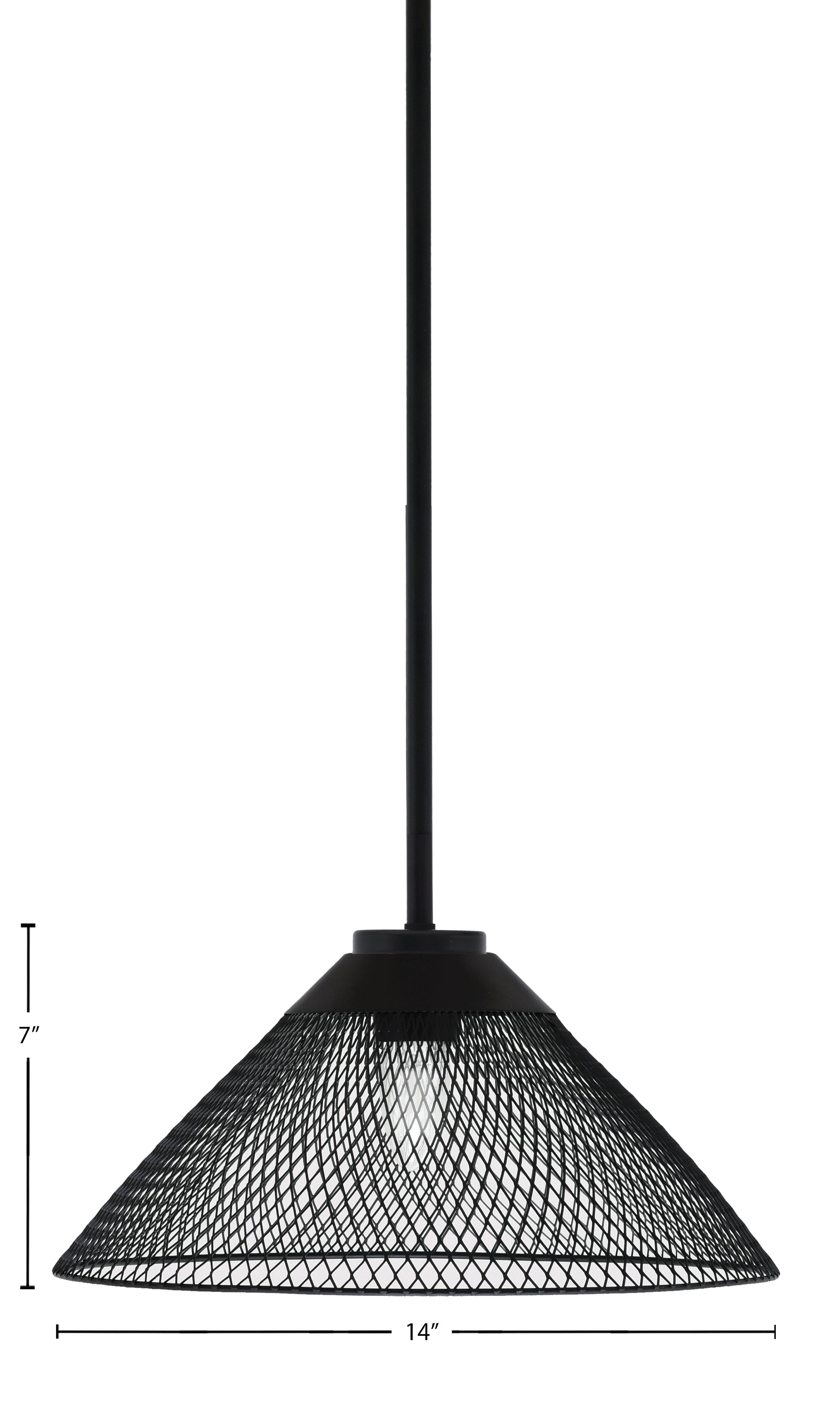 Sandia One Light Pendant in Matte Black with Matte Black Metal Shade Shade
