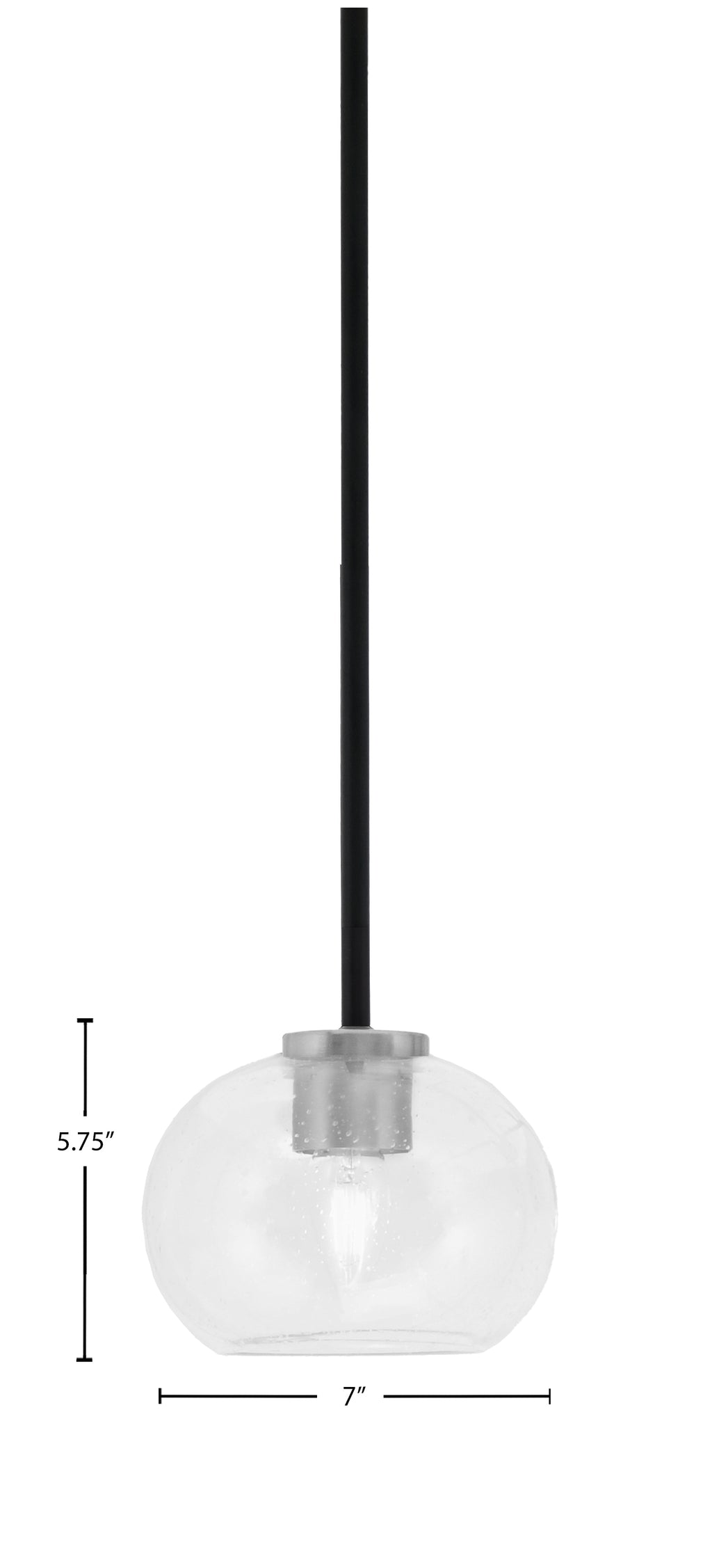 Sandia One Light Mini Pendant in Matte Black & Graphite with Clear Bubble Shade