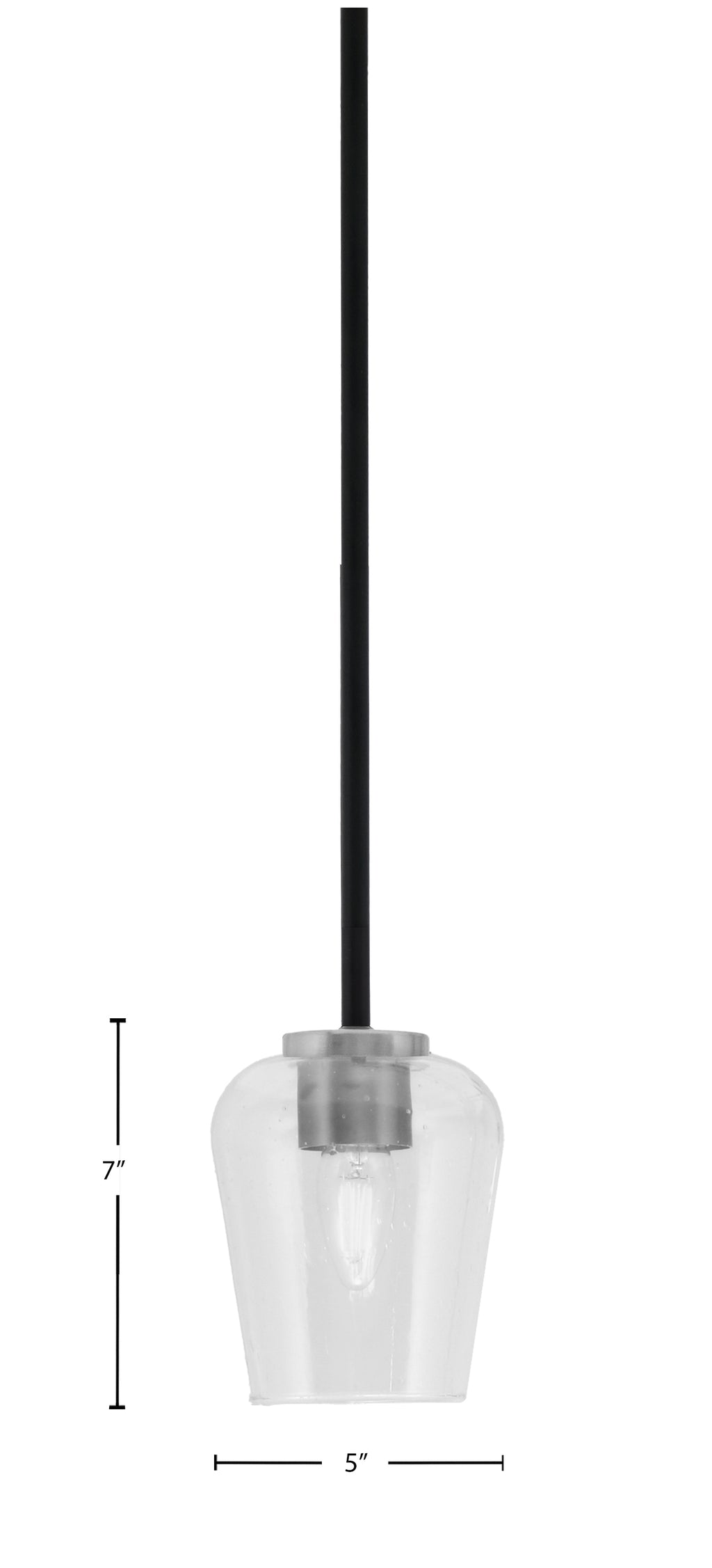 Sandia One Light Mini Pendant in Matte Black & Graphite with Clear Bubble Shade
