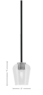 Sandia One Light Mini Pendant in Matte Black & Graphite with Clear Bubble Shade
