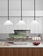 Sandia One Light Mini Pendant in Matte Black & Graphite with White Marble Shade