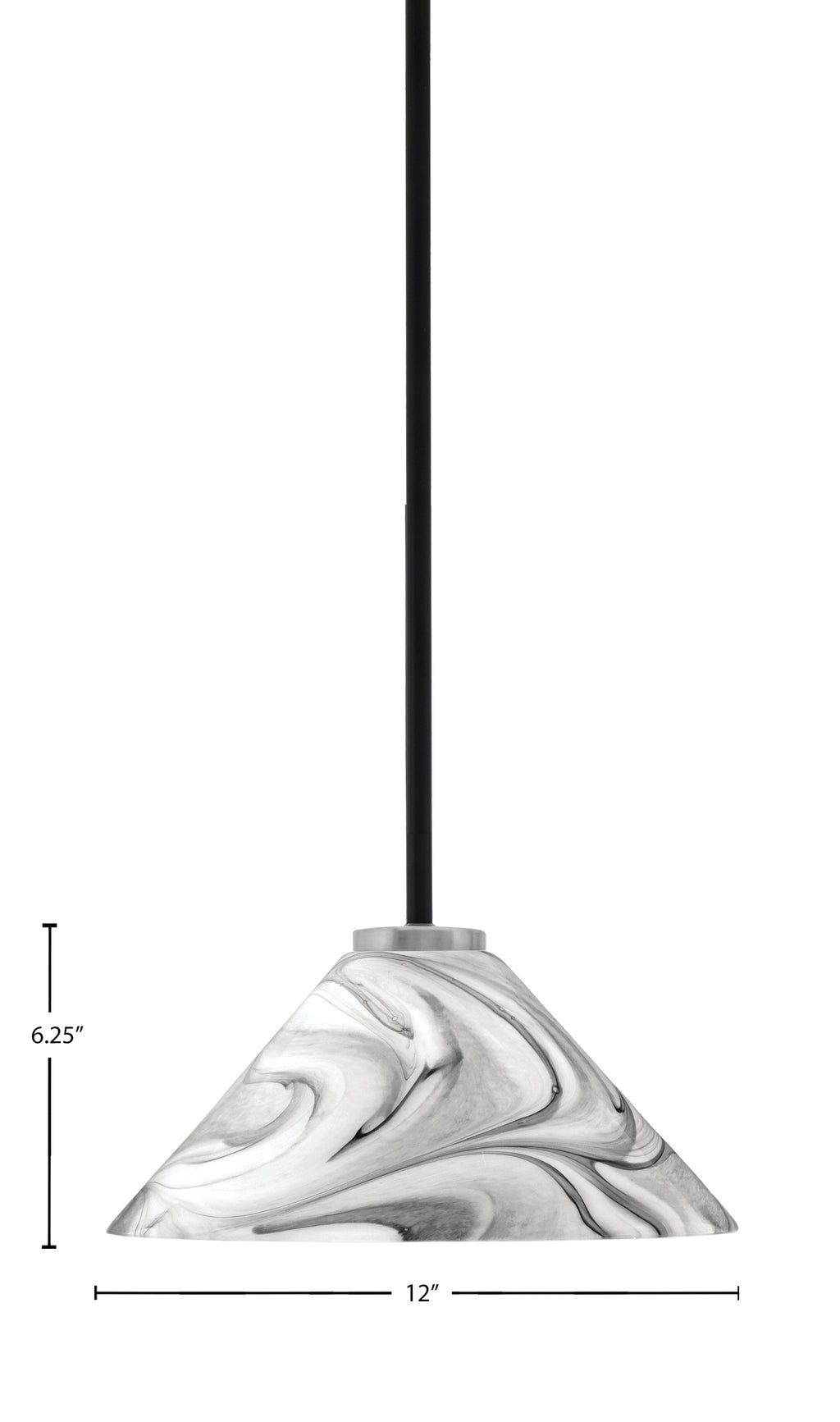 Sandia One Light Mini Pendant in Matte Black & Graphite with Onyx Swirl Shade