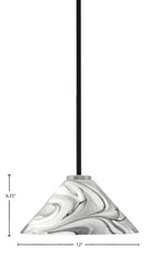Sandia One Light Mini Pendant in Matte Black & Graphite with Onyx Swirl Shade