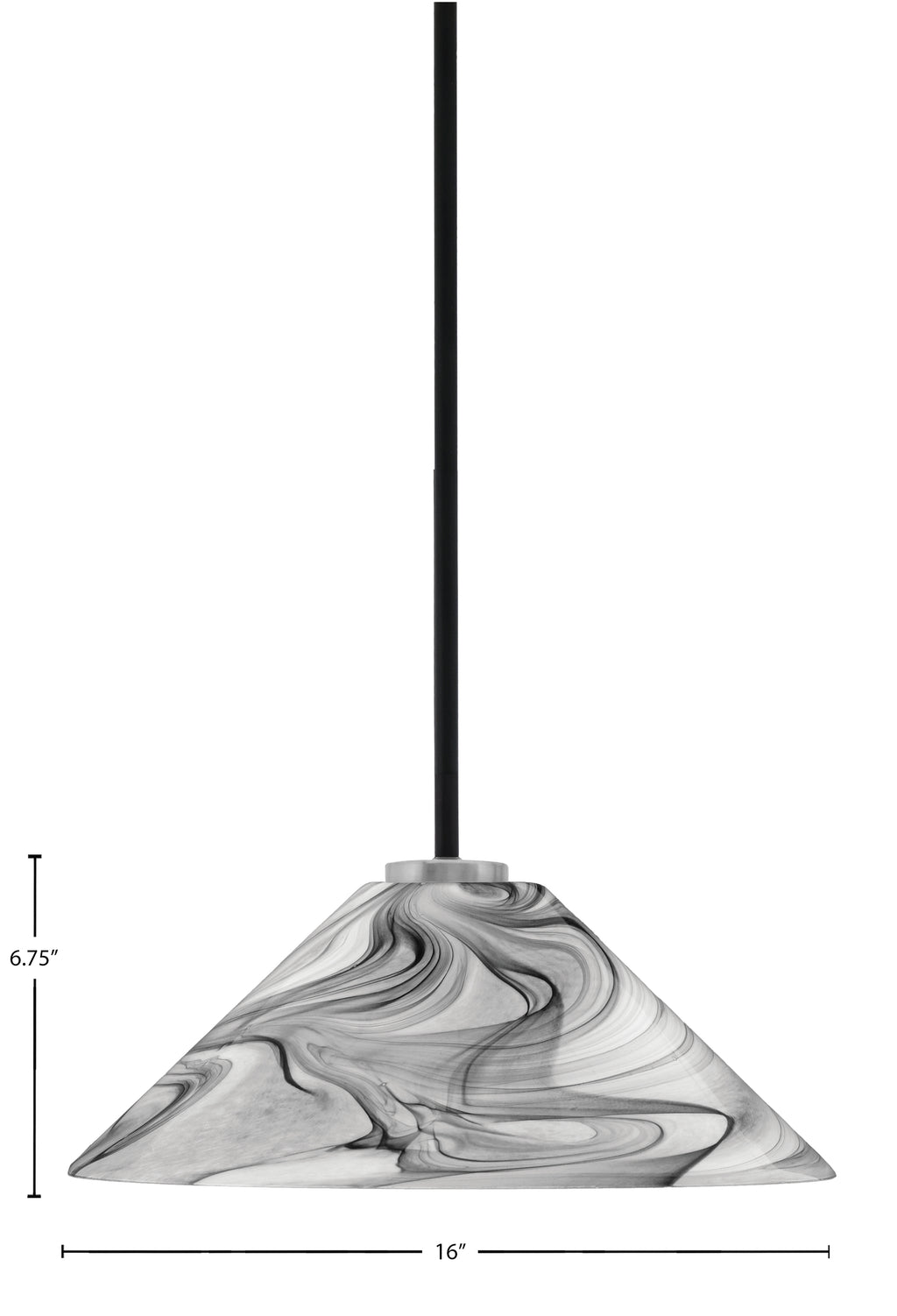 Sandia One Light Pendant in Matte Black & Graphite with Onyx Swirl Shade