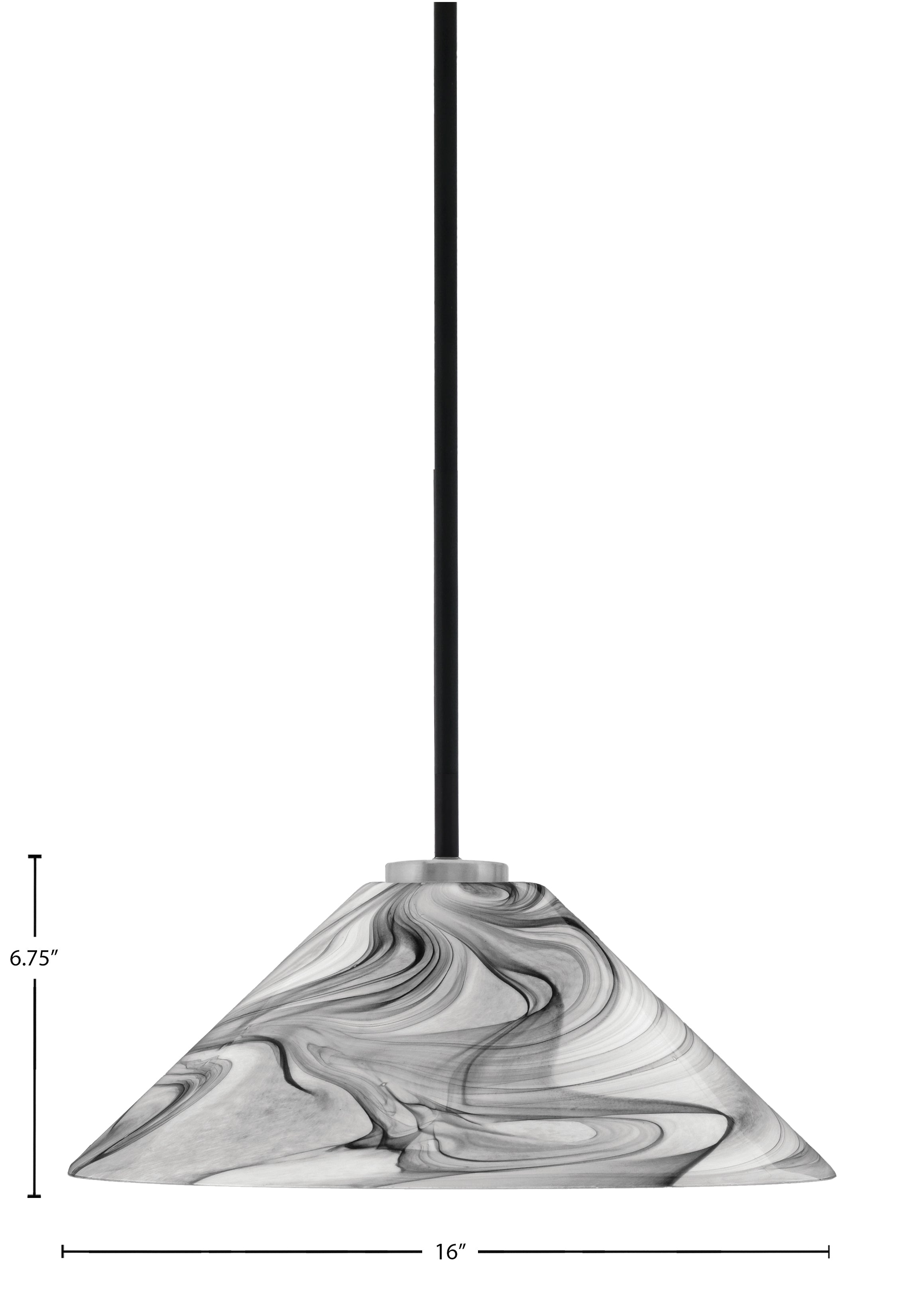 Sandia One Light Pendant in Matte Black & Graphite with Onyx Swirl Shade