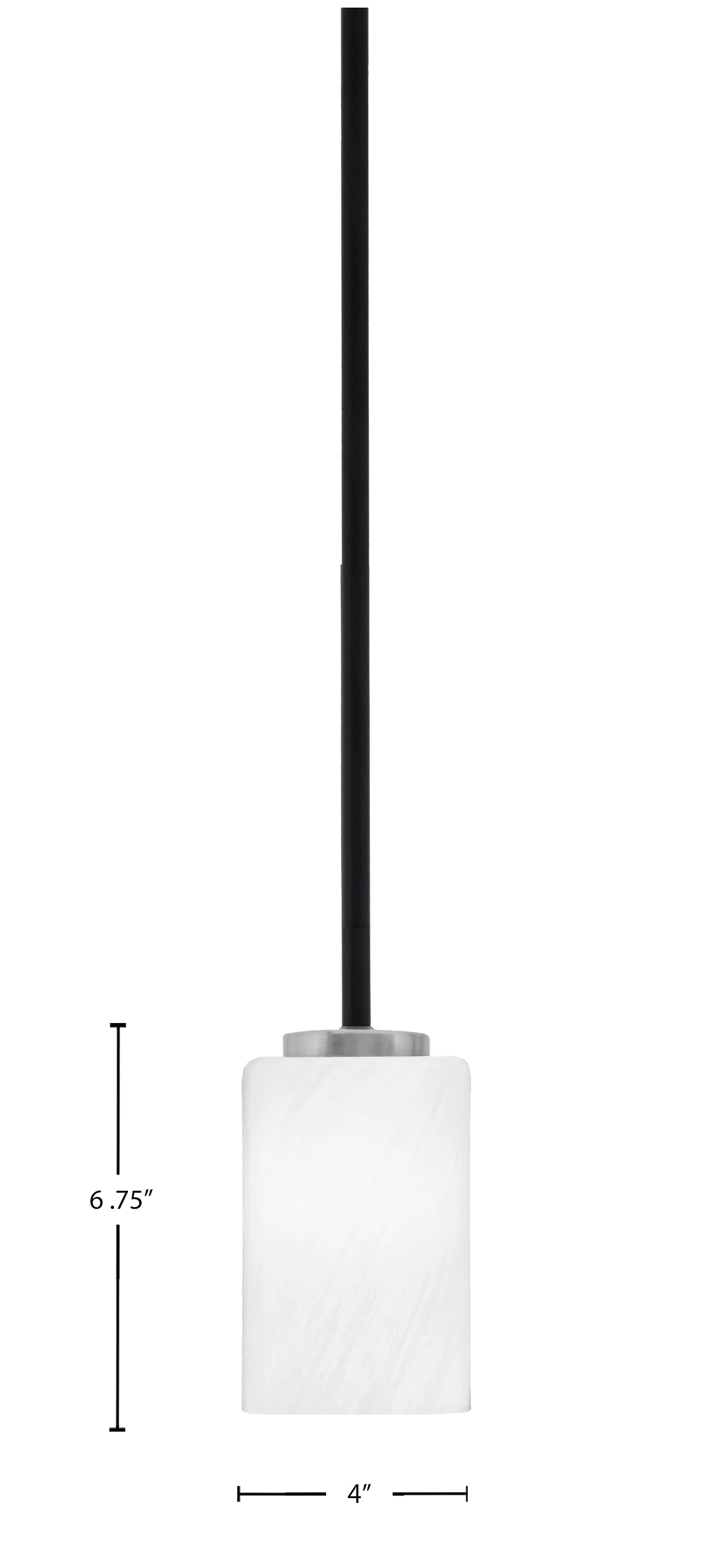 Sandia One Light Mini Pendant in Matte Black & Graphite with White Marble Shade