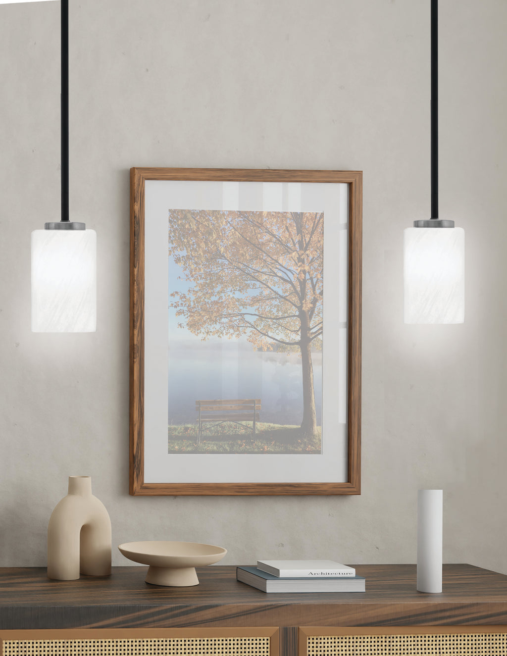 Sandia One Light Mini Pendant in Matte Black & Graphite with White Marble Shade