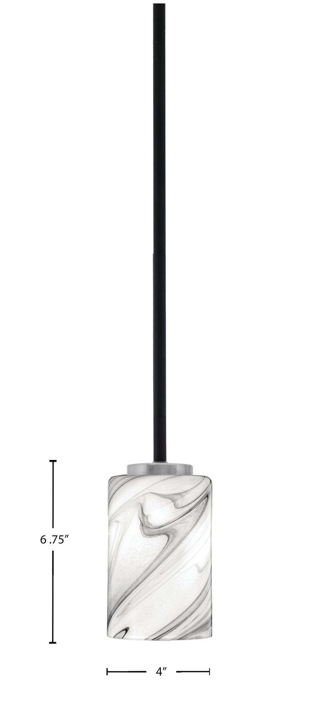 Sandia One Light Mini Pendant in Matte Black & Graphite with Onyx Swirl Shade