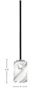 Sandia One Light Mini Pendant in Matte Black & Graphite with Onyx Swirl Shade