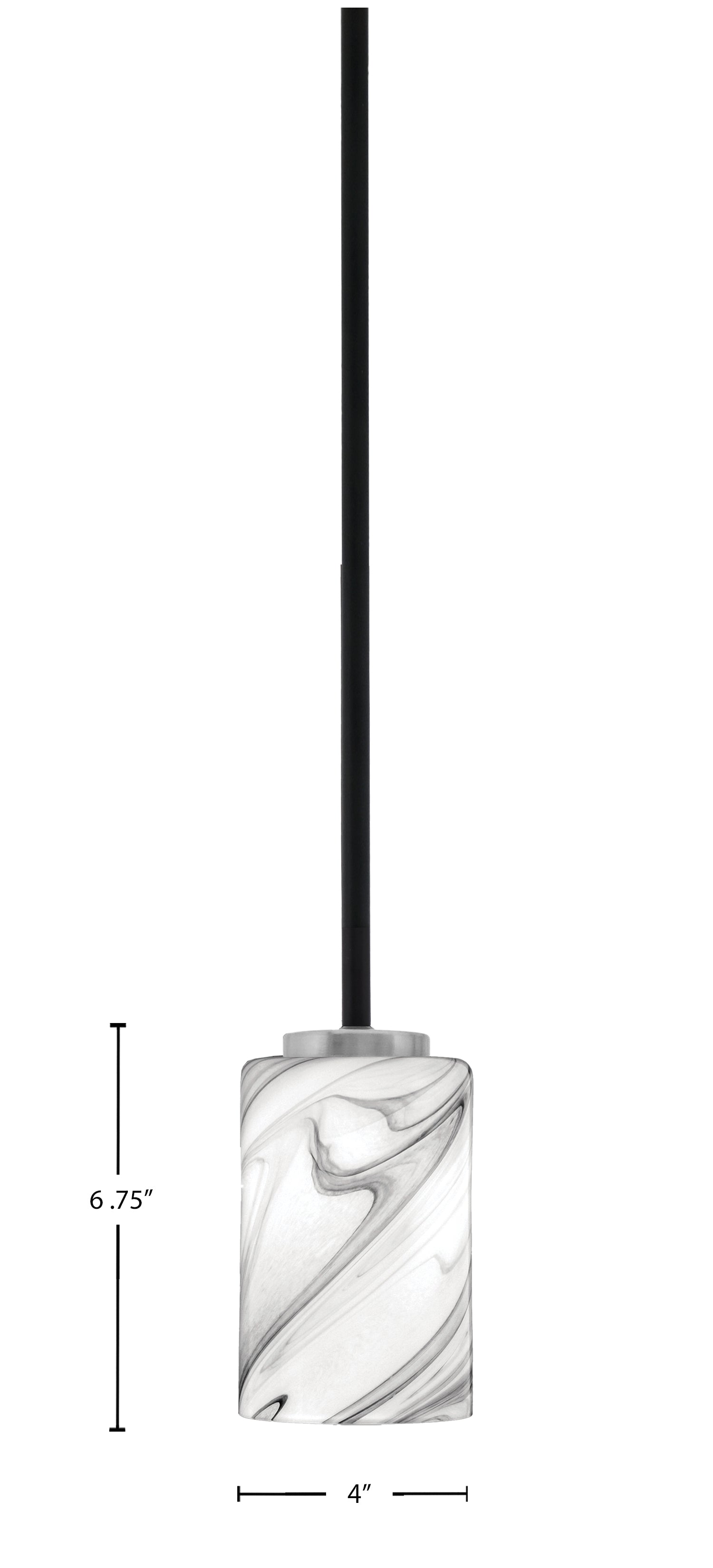 Sandia One Light Mini Pendant in Matte Black & Graphite with Onyx Swirl Shade