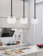 Sandia One Light Mini Pendant in Matte Black & Graphite with Clear Bubble Shade