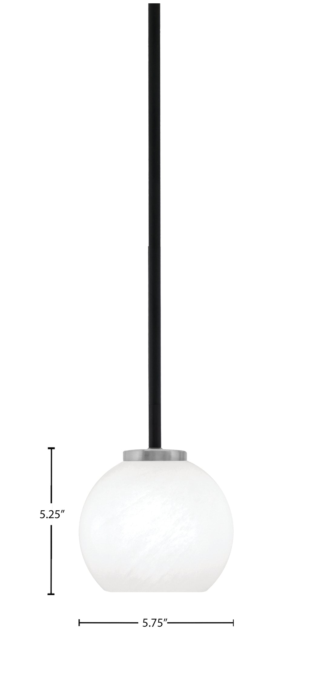 Sandia One Light Mini Pendant in Matte Black & Graphite with White Marble Shade