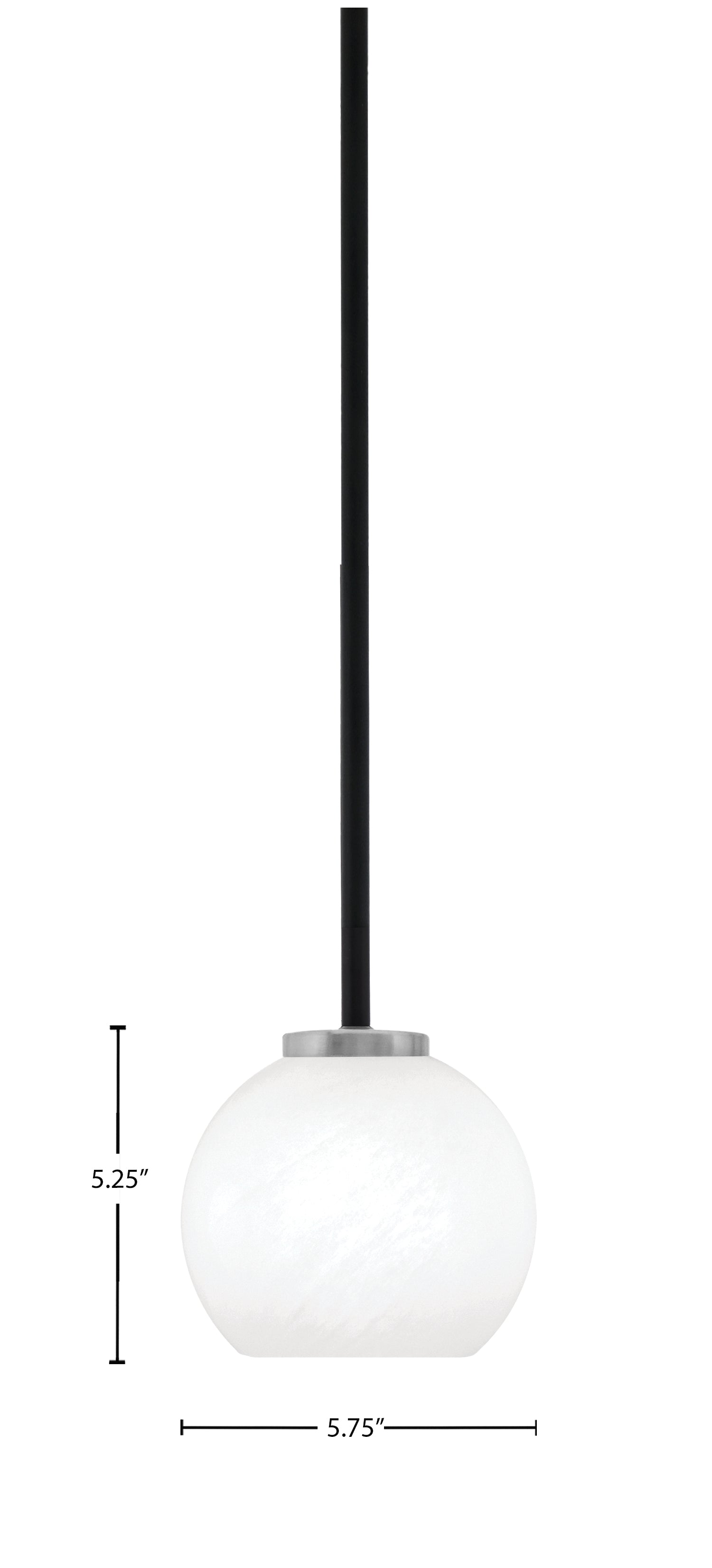 Sandia One Light Mini Pendant in Matte Black & Graphite with White Marble Shade
