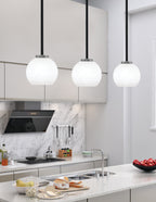 Sandia One Light Mini Pendant in Matte Black & Graphite with White Marble Shade
