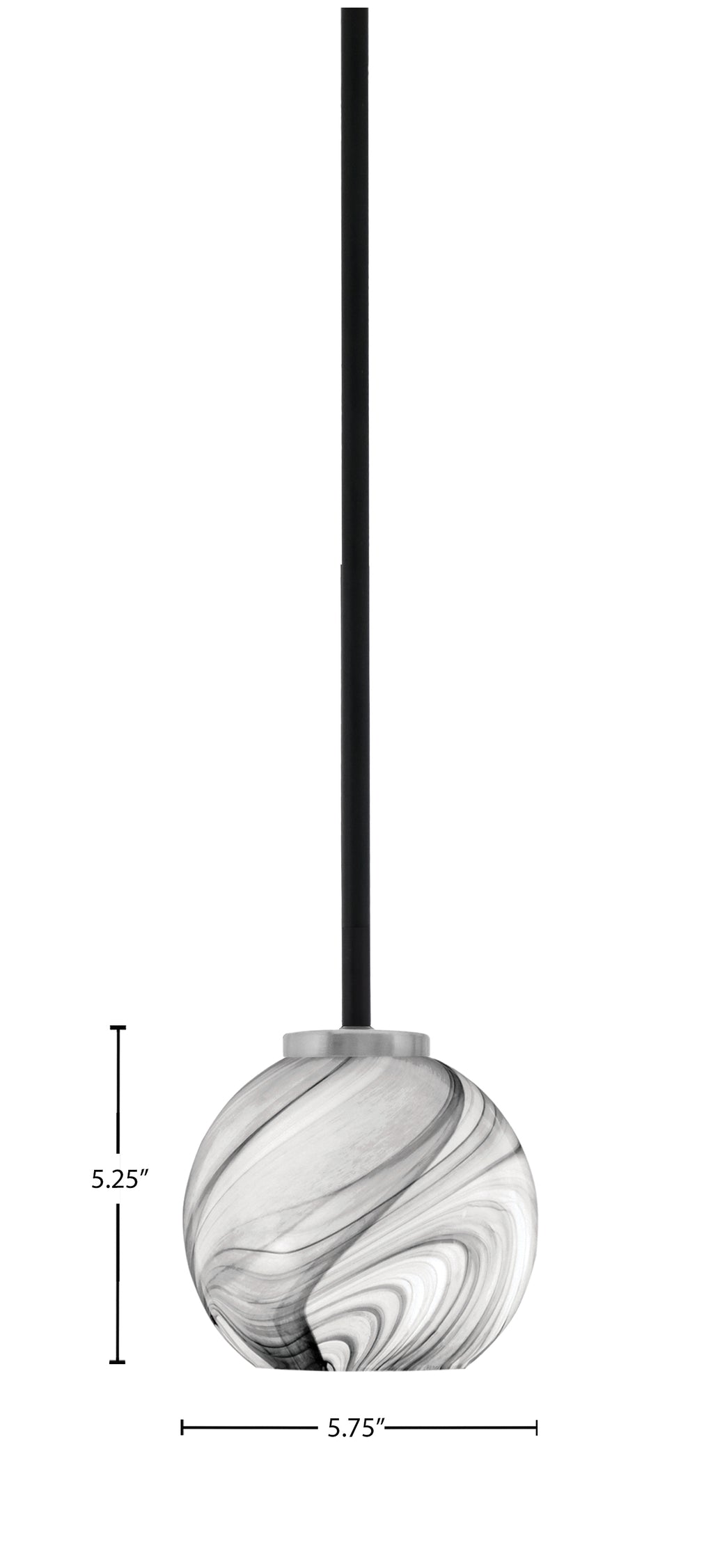 Sandia One Light Mini Pendant in Matte Black & Graphite with Onyx Swirl Shade