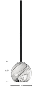 Sandia One Light Mini Pendant in Matte Black & Graphite with Onyx Swirl Shade
