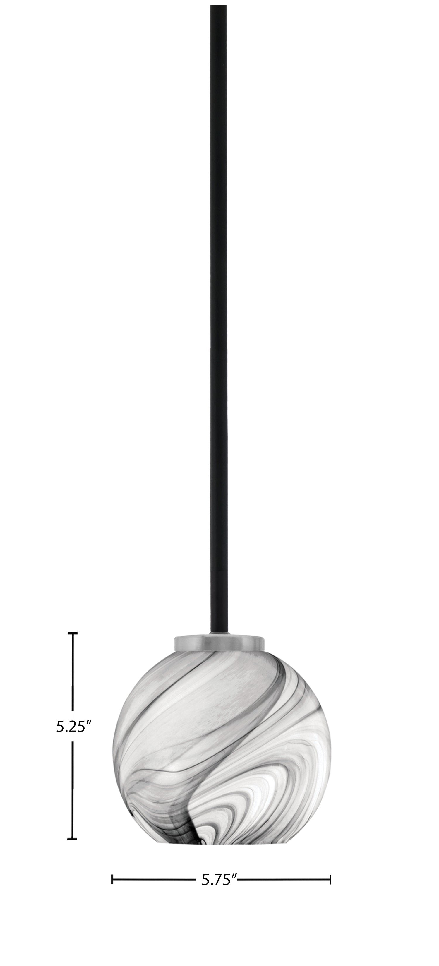 Sandia One Light Mini Pendant in Matte Black & Graphite with Onyx Swirl Shade