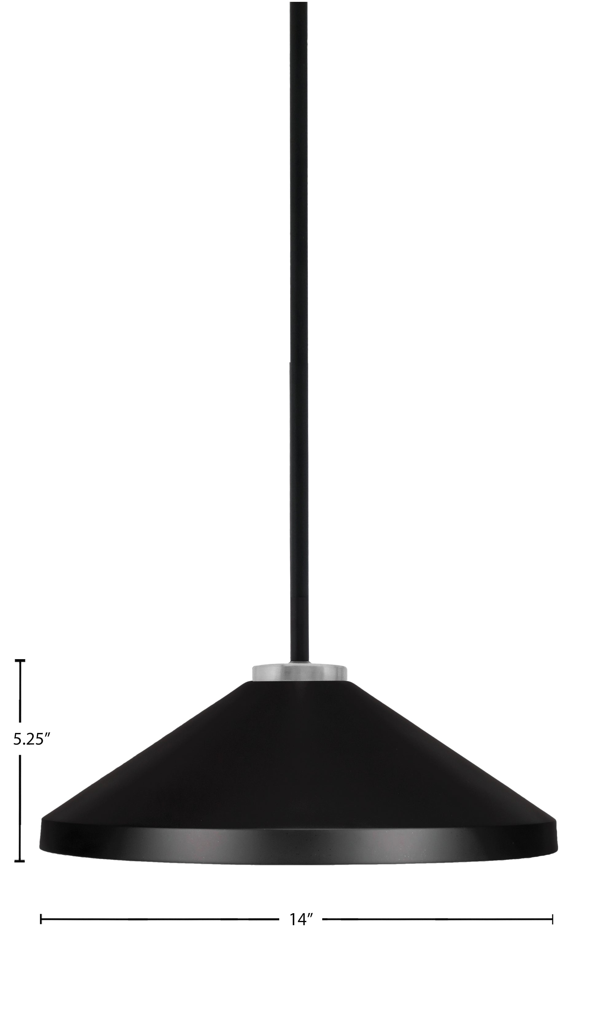 Sandia One Light Pendant in Matte Black & Graphite with Matte Black Metal Shade Shade