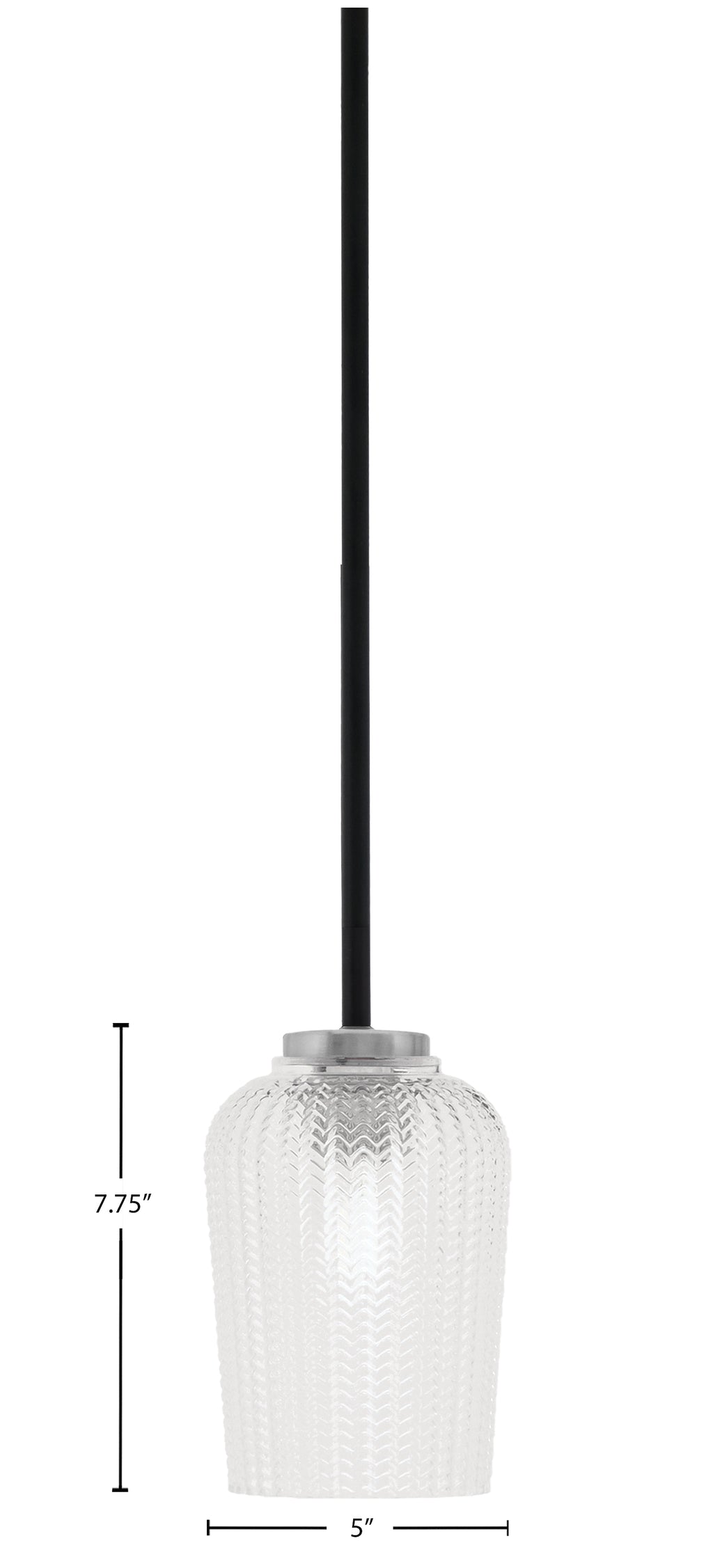 Sandia One Light Mini Pendant in Matte Black & Graphite with Clear Textured Shade