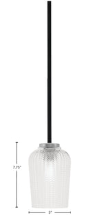 Sandia One Light Mini Pendant in Matte Black & Graphite with Clear Textured Shade