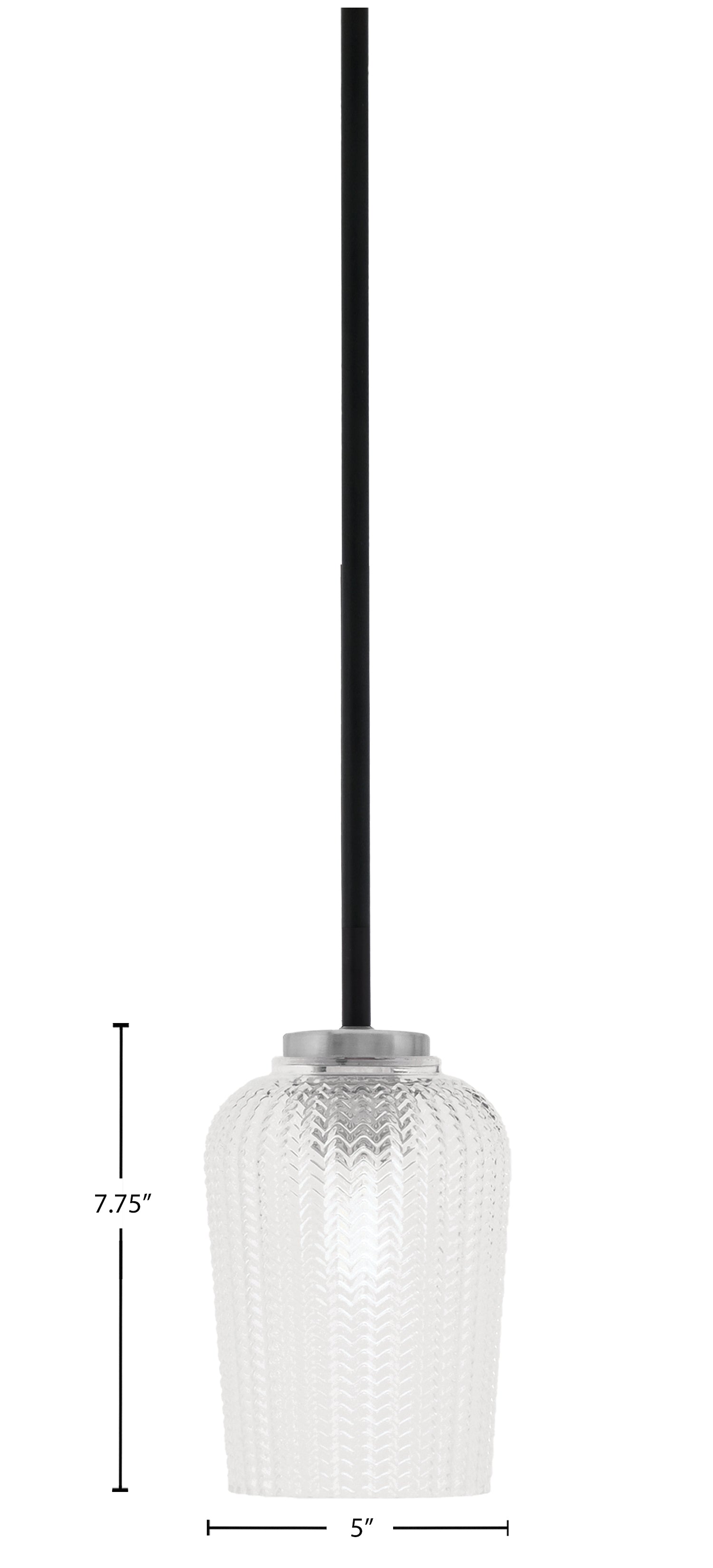 Sandia One Light Mini Pendant in Matte Black & Graphite with Clear Textured Shade