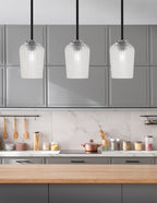 Sandia One Light Mini Pendant in Matte Black & Graphite with Clear Textured Shade