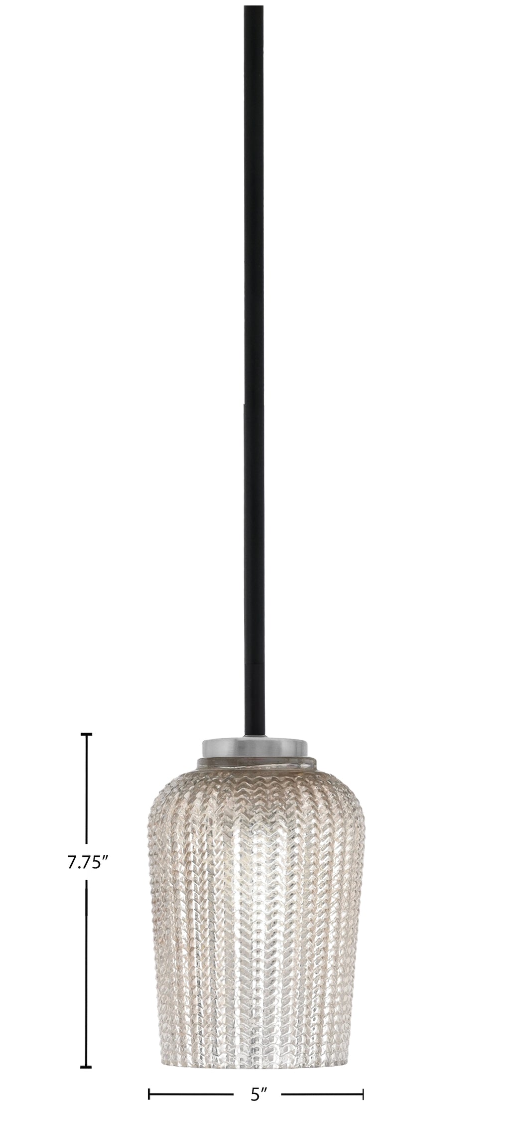 Sandia One Light Mini Pendant in Matte Black & Graphite with Silver Textured Shade