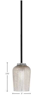 Sandia One Light Mini Pendant in Matte Black & Graphite with Silver Textured Shade